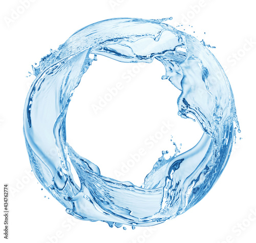 Circle water splash isolated on white background