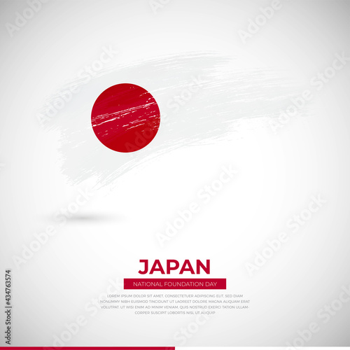 Happy national foundation day of Japan country. Creative grunge brush of Japan flag illustration photo