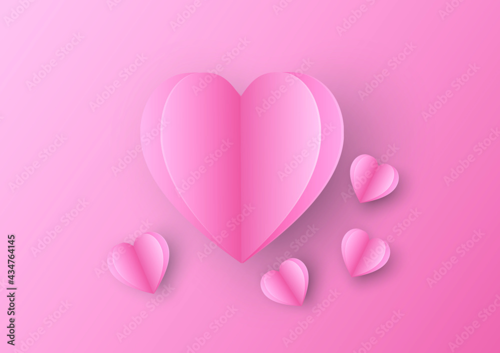 pink hearts on pink background, vector illustration. design for valentine's day card, anniversary celebration, gift and others