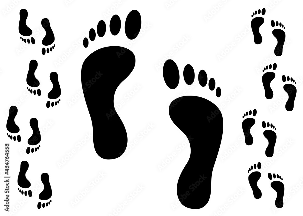 Human footprints in the set. Vector image. Human footprints in the set. Vector image.