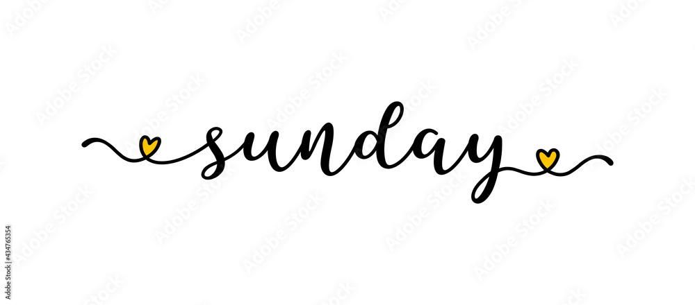 Hand sketched SUNDAY word as banner. Lettering for poster, label, sticker, flyer, header Hand sketched SUNDAY word as banner. Lettering for poster, label, sticker, flyer, header