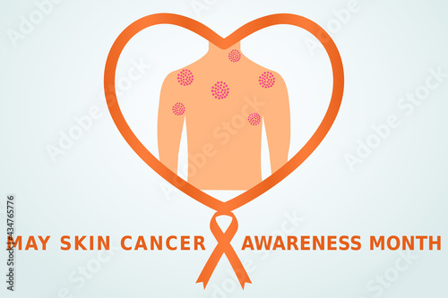 Skin cancer awareness month flat vector illustration. A health design for banner, poster, web. Protection, healthcare, prevention concept.