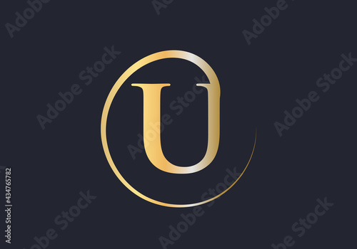 Initial Gold letter U logo design. U logo design with luxury concept