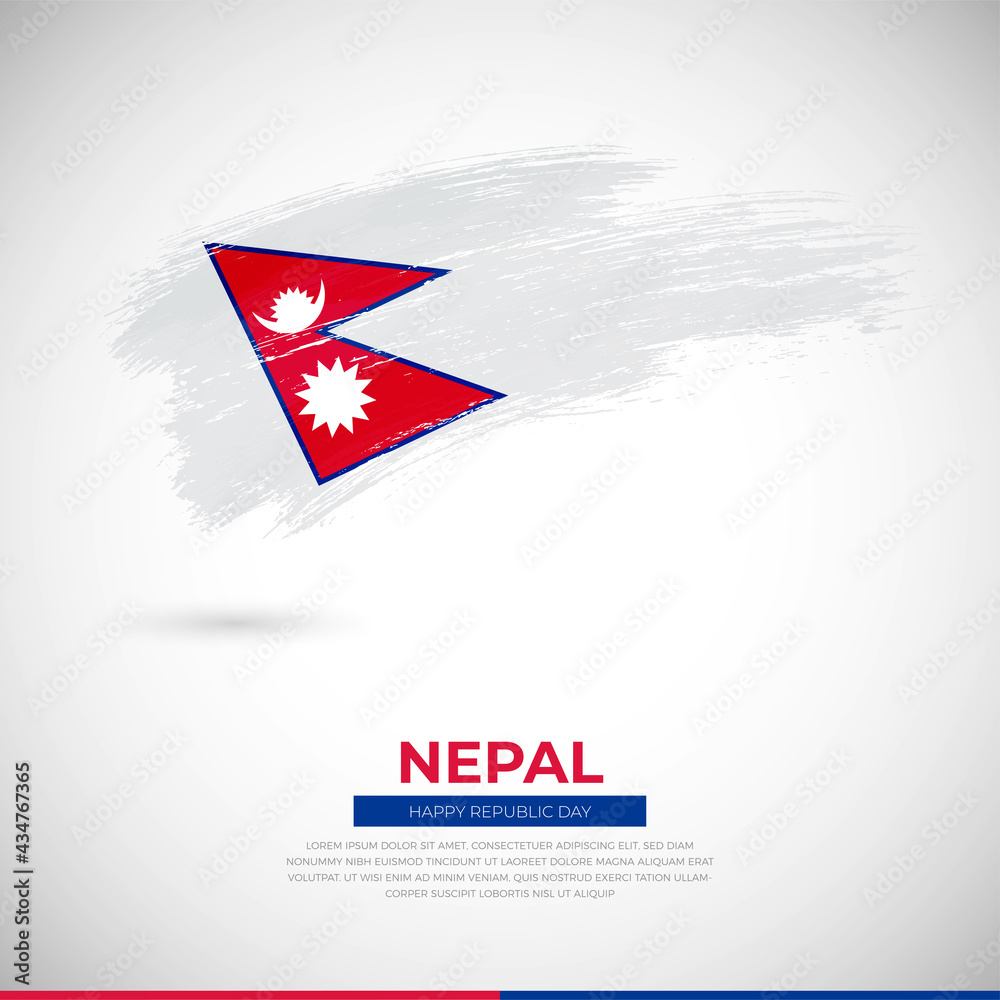 Obraz premium Happy republic day of Nepal country. Creative grunge brush of Nepal flag illustration