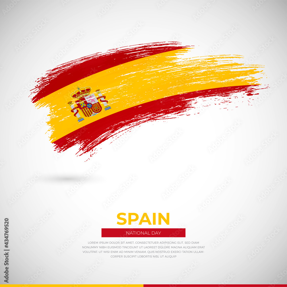 Obraz premium Happy national day of Spain country. Creative grunge brush of Spain flag illustration