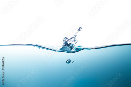 The water splashed to make waves. And small bubbles In blue liquid