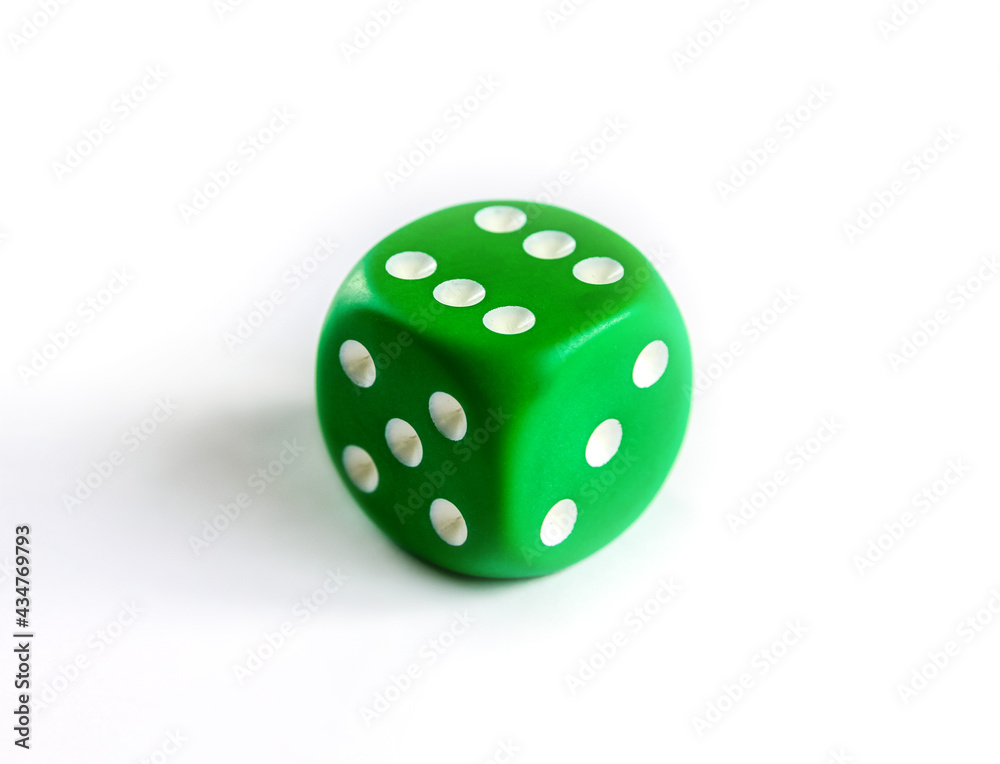 Green dice isolated on white background Green dice isolated on white background