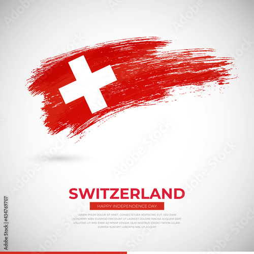 Happy independence day of Switzerland country. Creative grunge brush of Switzerland flag illustration