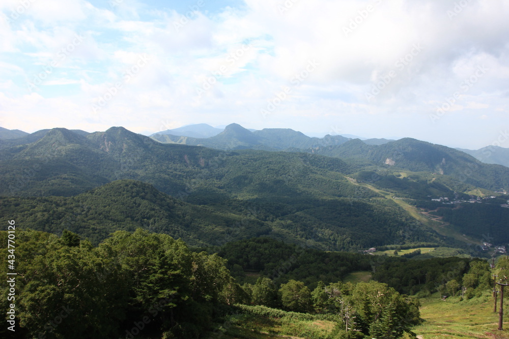 志賀高原の夏。高台から眺める信州の山並み。
