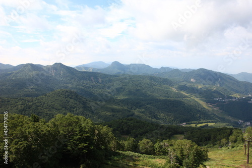 志賀高原の夏。高台から眺める信州の山並み。 