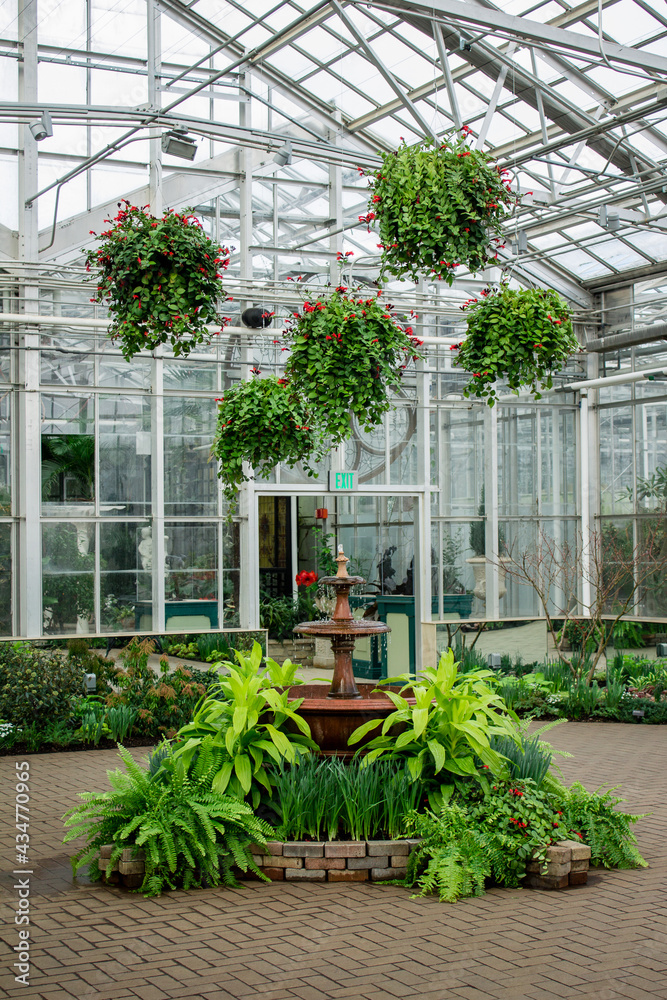 The central fountain in the seasonal greenhouse at the Frederik Meijer gardens
