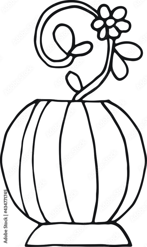 Planta e Vaso em desenho vectorial. Clipart, Icon, simbolo.