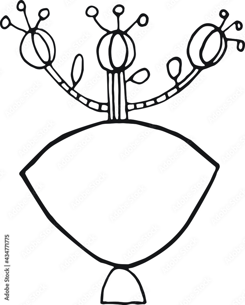 Planta e Vaso em desenho vectorial. Clipart, Icon, simbolo.
