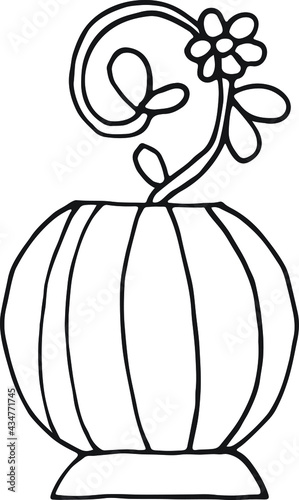 Planta e Vaso em desenho vectorial. Clipart, Icon, simbolo.