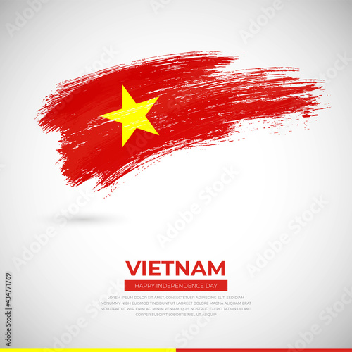 Happy independence day of Vietnam country. Creative grunge brush of Vietnam flag illustration