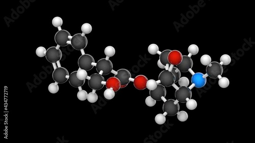 Scopolamine, also known as Hyoscine, is a medication used to treat motion sickness. Formula: C17H21NO4. RGB + Alpha (Transparent) channel. 3D render. Seamless loop. photo