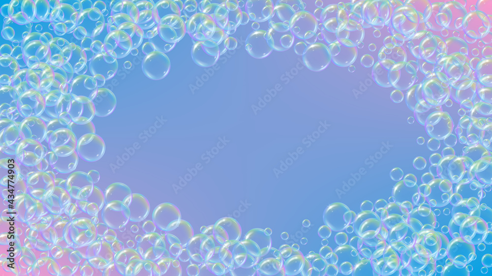 Bubble foam. Detergent and shampoo suds for bath. Soap. Bubble foam. Detergent and shampoo suds for bath. Soap.