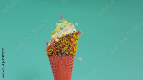 Pour the syrup on top of the waffle ice cream in the cups.