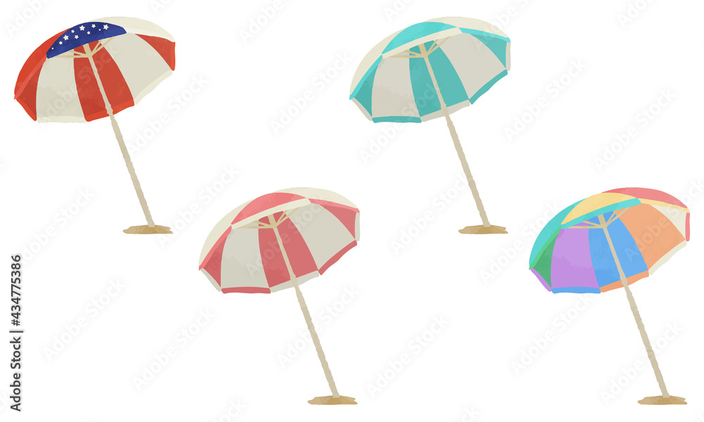 Set of colorful beach umbrellas