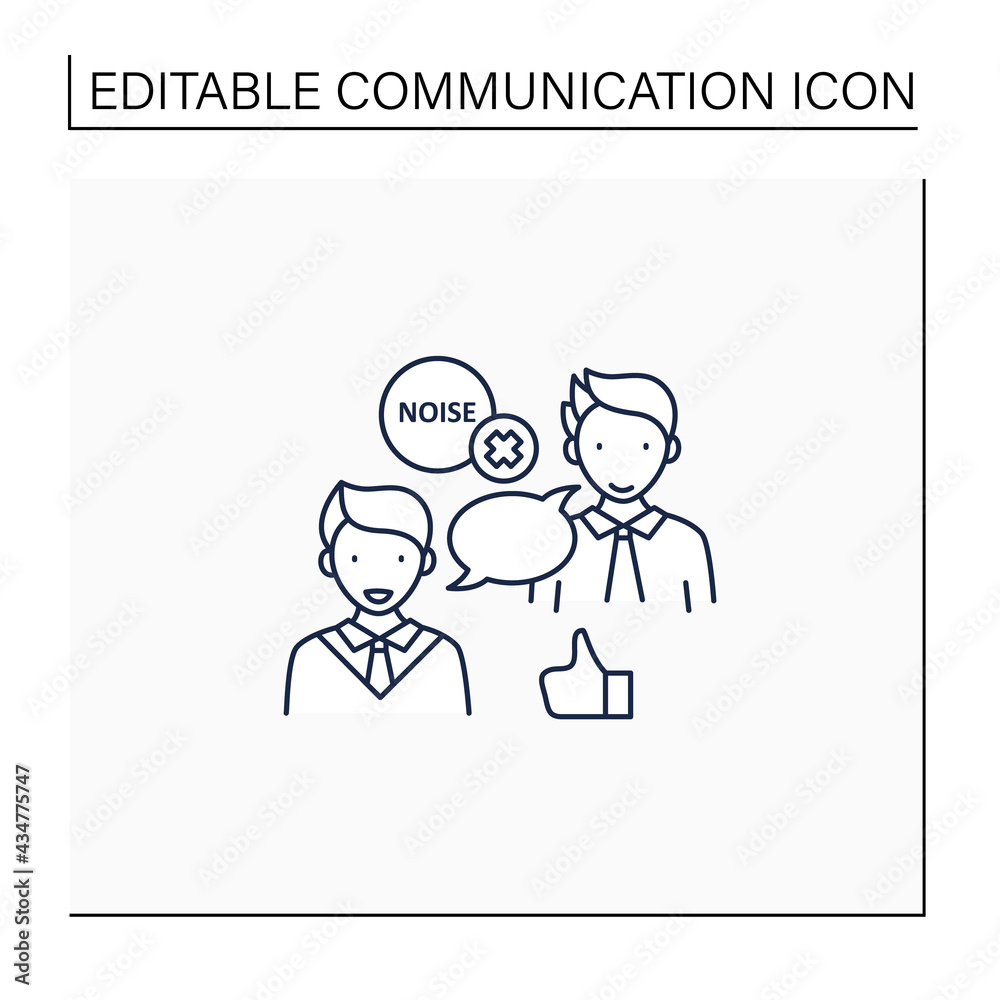Choosing right medium line icon. Selection appropriate communication space. Avoiding noisy places. Effective communication concept. Isolated vector illustration.Editable stroke