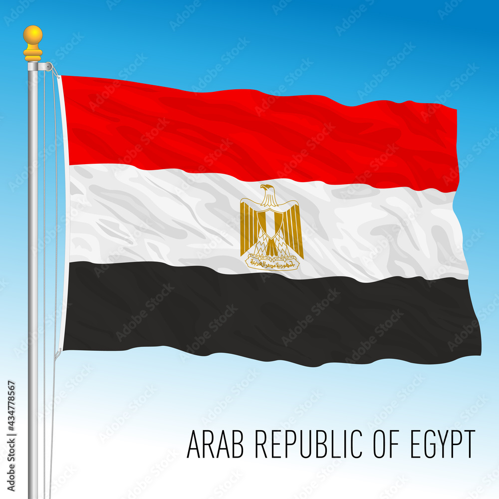 Egypt official national flag, african country, vector illustration ...