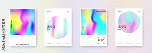 Wallpaper Mural Hologram abstract backgrounds set. Neon hologram backdrop with gradient mesh. 90s, 80s retro style. Iridescent graphic template for brochure, banner, wallpaper, mobile screen Torontodigital.ca