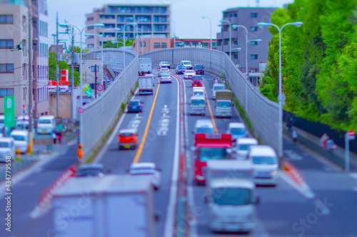 A timelapse of miniature traffic jam at the avenue tiltshift