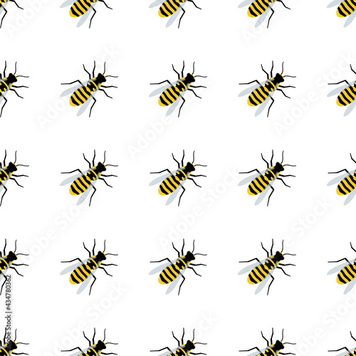 Cartoon bees seamless pattern. Bee flying on white background. Vector illustration. © Віталій Баріда