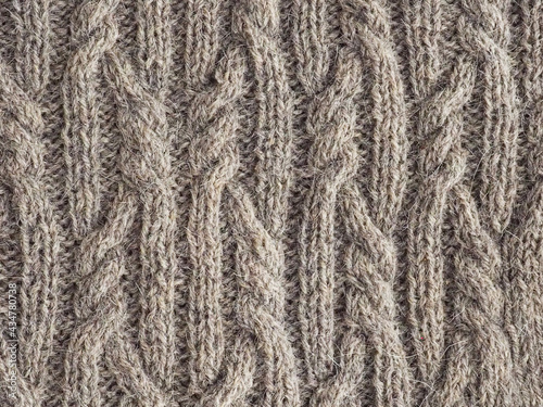 texture of woolen fabric knitted with knitting needles