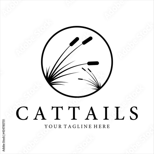 cattails or reed logo vintage vector illustration design