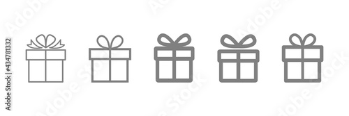 Gift box icon set. Presents silhouettes. Christmas gift collection. Vector illustration isolated on white