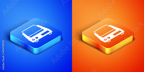 Isometric Electronic jewelry scales icon isolated on blue and orange background. Square button. Vector