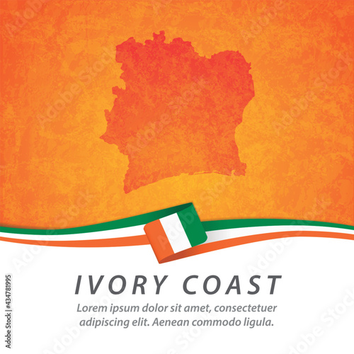 Ivory Coast flag with map