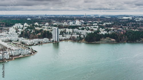 Beautiful city by the sea. Top view