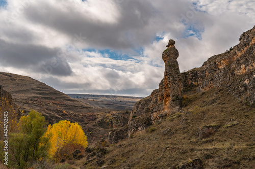 Rock formation called El Fraile in the Valley of Tabladillo in Segovia (Spain)