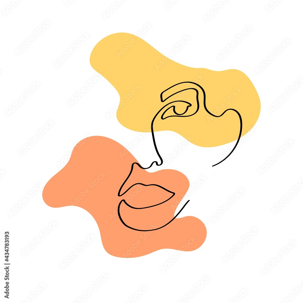 Female face line on a white background. Female face line on a white background.
