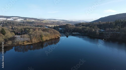 View for Pitlochry Dam in Scotland River Tummel photo