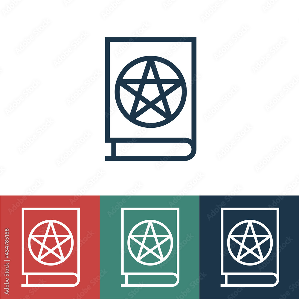Linear vector icon with satanic bible Linear vector icon with satanic bible