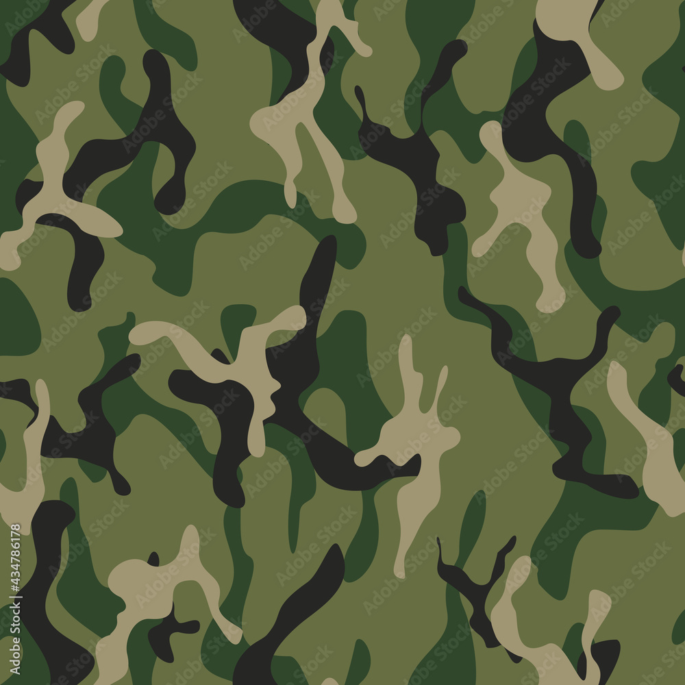 Green camouflage texture, military vector pattern, ornament. Stylish print.
Green camouflage texture, military vector pattern, ornament. Stylish print.