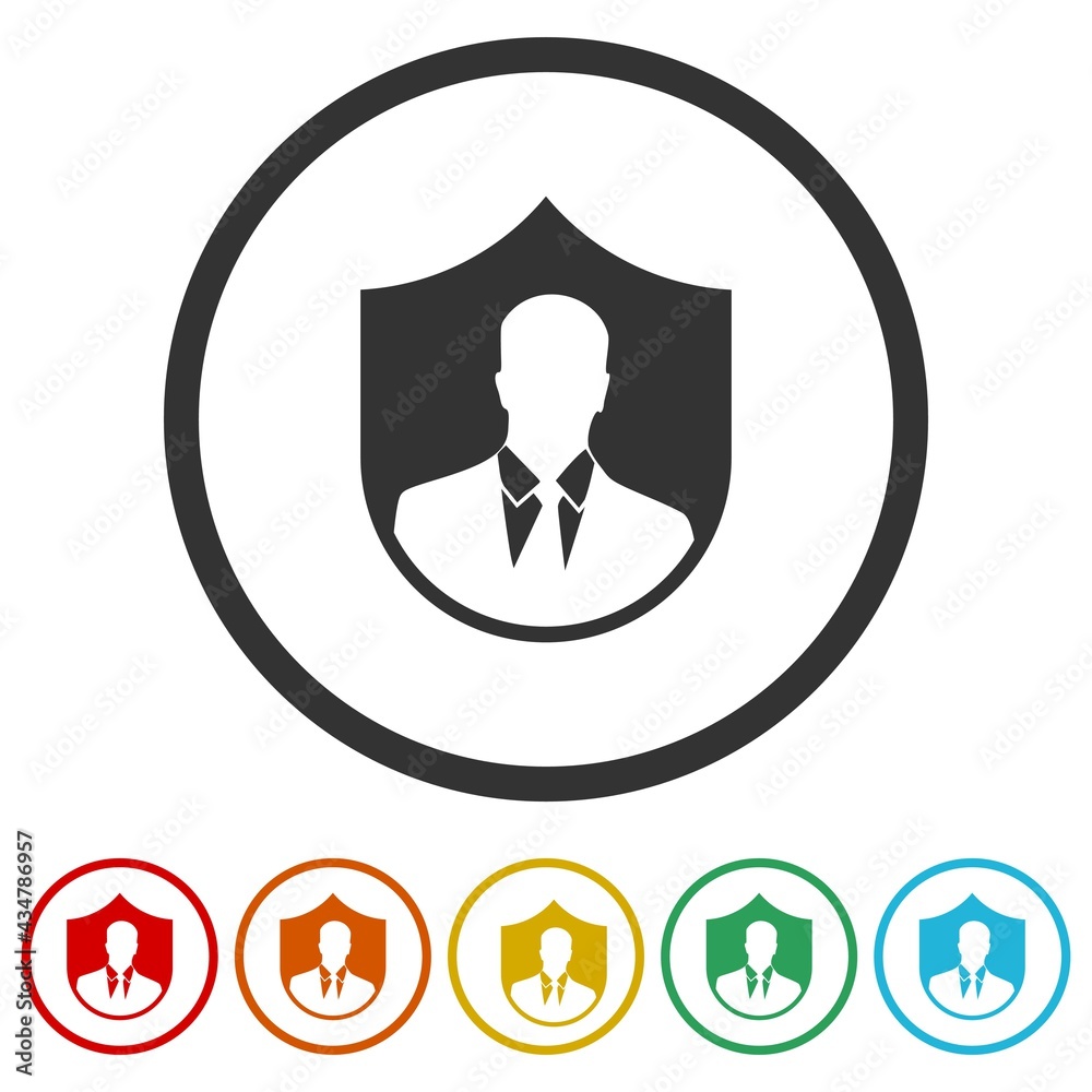 Personal profile protection ring icon color set Personal profile protection ring icon color set