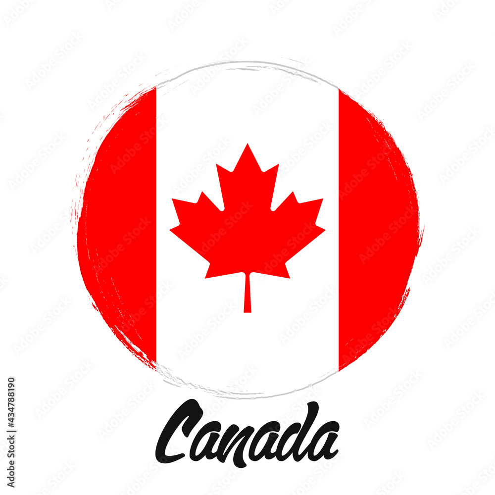 Fototapeta premium Canadian flag, banner with grunge brush. Poster with flag of Canada.