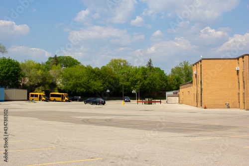 Empty school parking lot