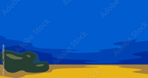 Abstract underwater background with blue water and yellow sandy bottom
