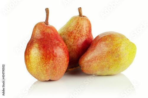Red pears on a white background