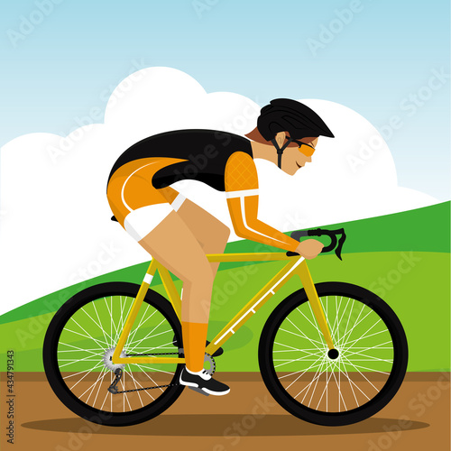 Woman riding bicycle Professional cyclist Cycling Vector illustration