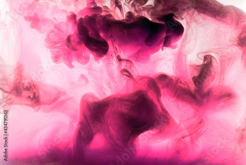 Abstract pink purple cloud of smoke, paint in water background. Fluid art wallpaper, liquid vibrant bright colors. Concept aphrodisiac perfume photo