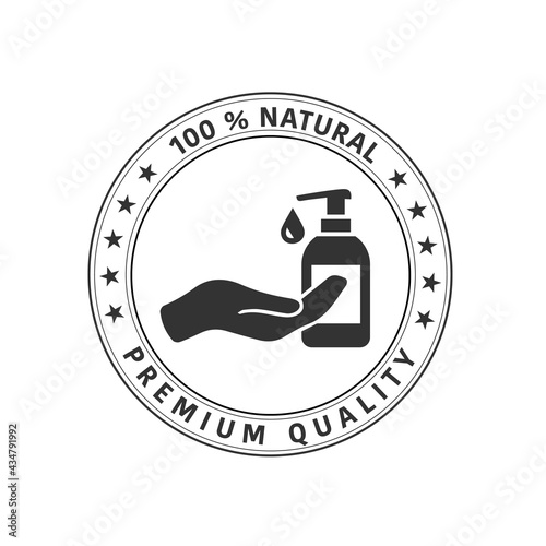 Antiseptic icon, hand sanitizers. Alcohol rub sanitizers kill most bacteria from hands and stop viruses. Sanitizer bottle, wall mounted container, liquid soap icon - stock vector