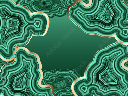Abstract background with malachite and gold with copy space