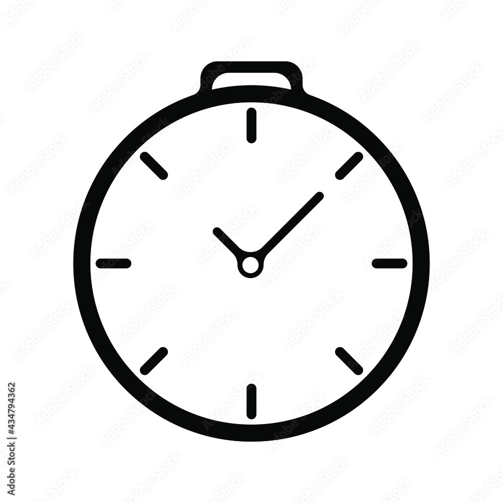 Time icon. Clock pictogram. Flat symbol for web. Line stroke. Isolated on white background. Vector eps10 Time icon. Clock pictogram. Flat symbol for web. Line stroke. Isolated on white background. Vector eps10