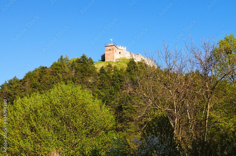 Picturesque landscape view of ruins of ancient Kremenets castle on the top of the hill. Famous touristic place and romantic travel destination. Kremenets, Ternopil province, Ukraine Picturesque landscape view of ruins of ancient Kremenets castle on the top of the hill. Famous touristic place and romantic travel destination. Kremenets, Ternopil province, Ukraine